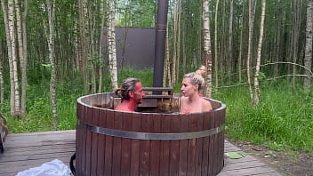 Steamy Blonde Soaking Wet In A Scorching Outdoor Fuck Tub